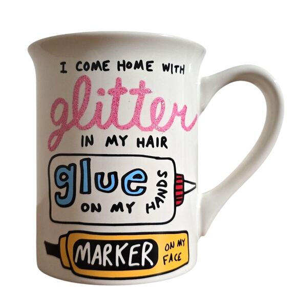 Glitter Glue Marker Teacher Mug Funny Coffee Cup Teacher Appreciation Gift 16OZ - Picture 3 of 8